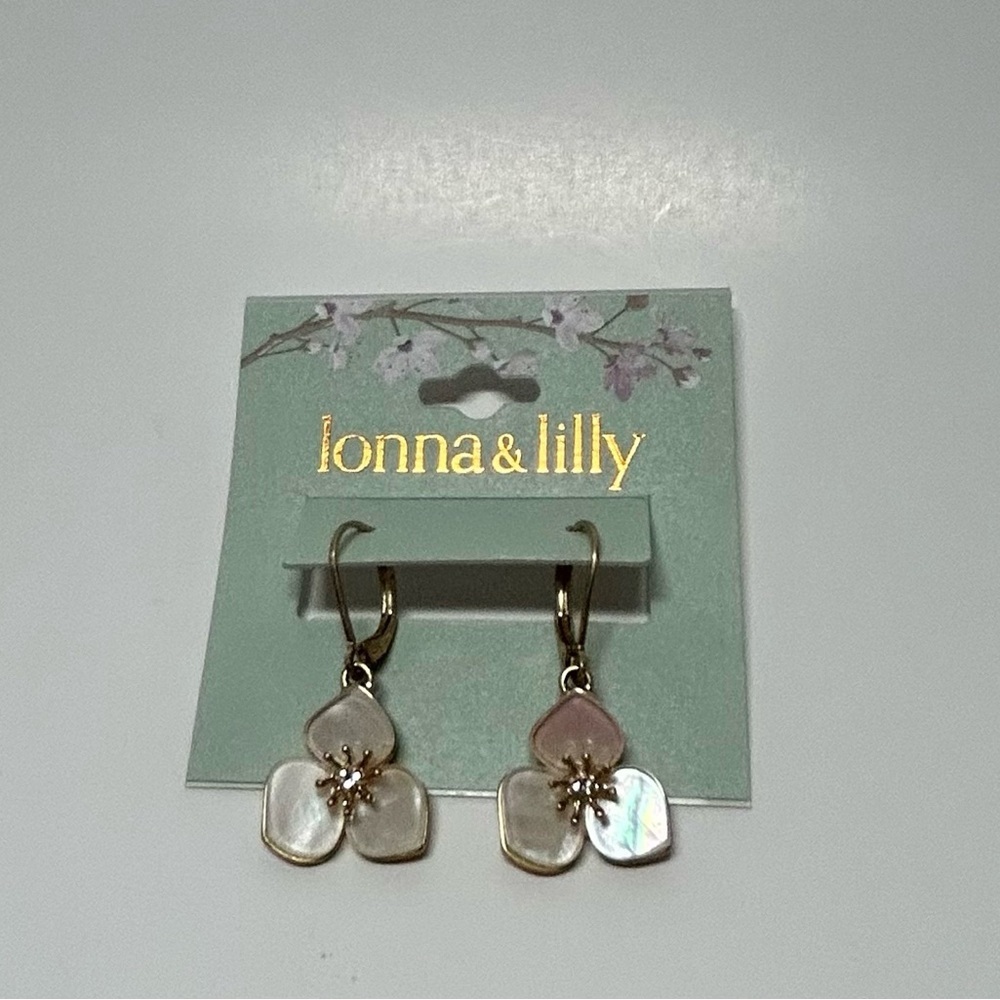 Lonna & Lilly Gold and Cream Floral Earrings - Picture 2 of 6